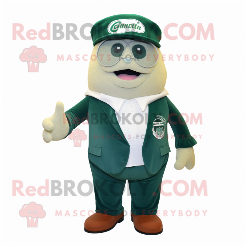 Forest Green Attorney mascot costume character dressed with a Romper and Caps Forest Green Attorney mascot costume character dressed with a Romper and Caps