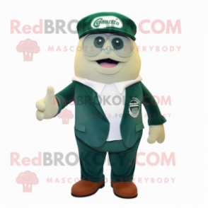 Forest Green Attorney mascot costume character dressed with a Romper and Caps