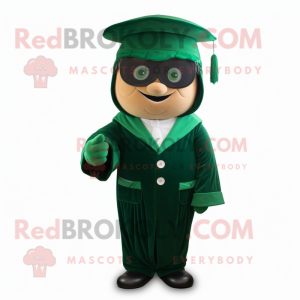 Forest Green Attorney mascot costume character dressed with a Romper and Caps