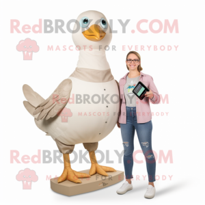 Beige Pigeon maskot drakt...