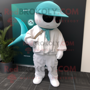 Teal Beluga Whale maskot...