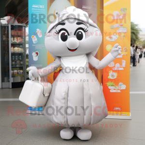Silver Apricot mascot costume character dressed with a A-Line Skirt and Wallets