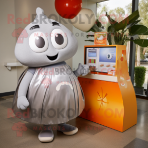 Silver Apricot mascot costume character dressed with a A-Line Skirt and Wallets