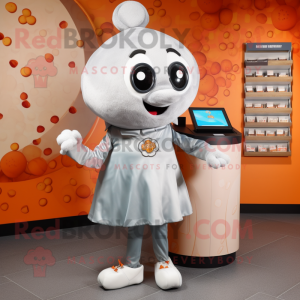 Silver Apricot mascot costume character dressed with a A-Line Skirt and Wallets