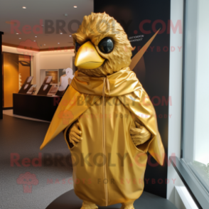 Gold Blackbird mascot costume character dressed with a Windbreaker and Wraps