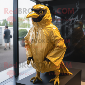 Gold Blackbird mascot costume character dressed with a Windbreaker and Wraps