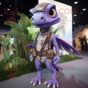 Lavender Dimorphodon mascot costume character dressed with a Cargo Pants and Necklaces