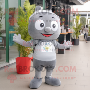 Gray Pho mascot costume character dressed with a Flare Jeans and Anklets