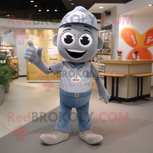 Gray Pho mascot costume character dressed with a Flare Jeans and Anklets