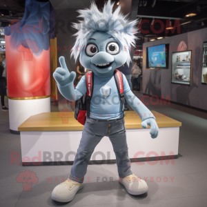 Gray Pho mascot costume character dressed with a Flare Jeans and Anklets