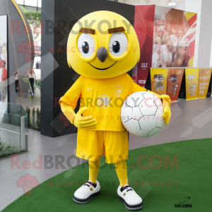 Gul Fotboll maskot kostym...