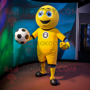 Geel voetbal mascotte...