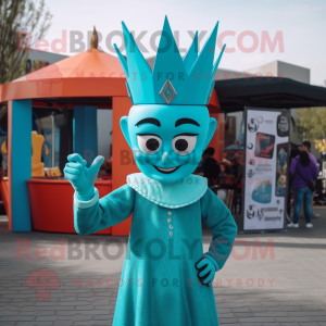 Turkos Queen maskot-dräkt...