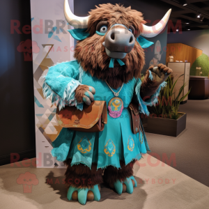 Turkis Bison maskot kostume...