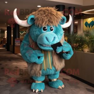 Turkis Bison maskot kostume...