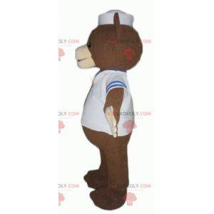 Brun bjørnemaskot klædt ud som en sømand - Redbrokoly.com