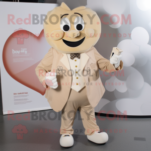 Beige hjerte maskot kostyme...