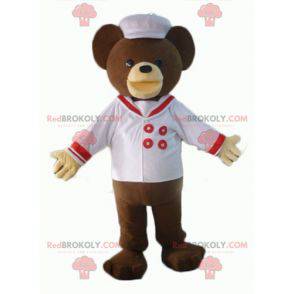 Brun bjørnemaskot klædt ud som en kok - Redbrokoly.com