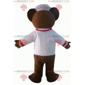 Brun björnmaskot klädd som en kock - Redbrokoly.com