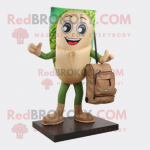 Beige Green Bean mascot costume character dressed with a Leggings and Briefcases