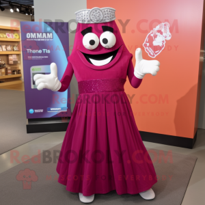 Magenta Engagement Ring mascot costume character dressed with a Empire Waist Dress and Shoe clips