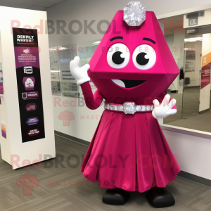 Magenta Engagement Ring mascot costume character dressed with a Empire Waist Dress and Shoe clips