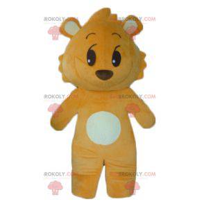 Orange og hvid bamse maskot ser ondskabsfuld ud - Redbrokoly.com