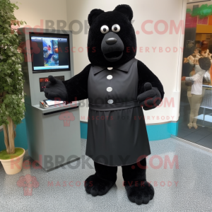 Black Television mascot costume character dressed with a Empire Waist Dress and Bracelet watches