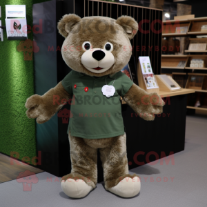 Olive Teddy Bear mascotte...