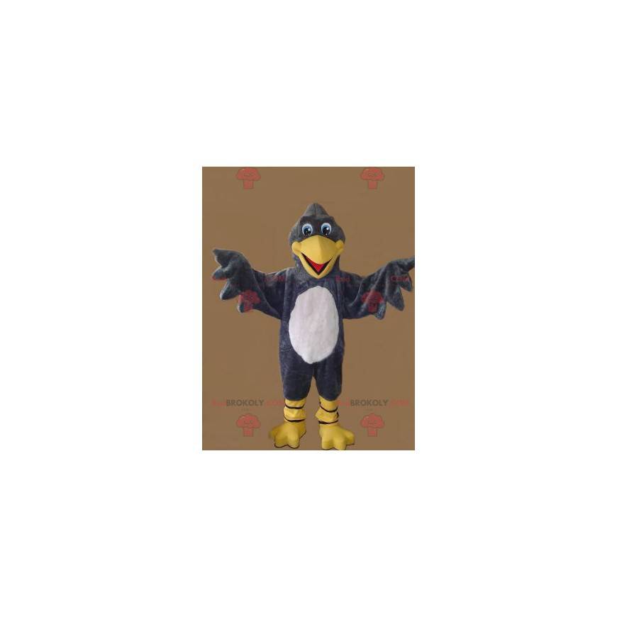 Mascotte avvoltoio grigio giallo e bianco - Redbrokoly.com