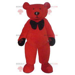 Mascote ursinho de pelúcia vermelho e preto - Redbrokoly.com
