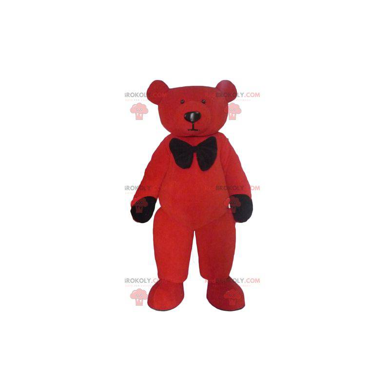 Mascotte de nounours en peluche rouge et noir - Redbrokoly.com