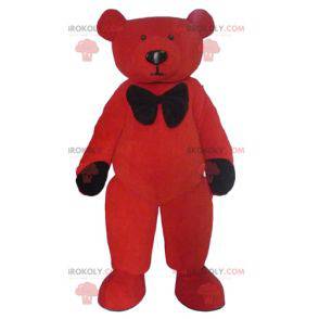 Mascotte de nounours en peluche rouge et noir - Redbrokoly.com