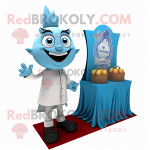 Sky Blue Onion mascot costume character dressed with a Polo Shirt and Pocket squares