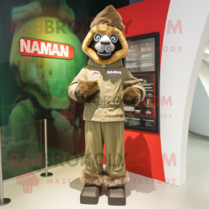 nan Para Commando mascot costume character dressed with a Sweatshirt and Brooches