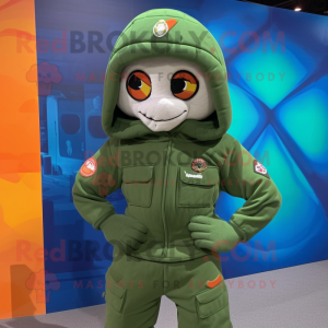 nan Para Commando mascot costume character dressed with a Sweatshirt and Brooches