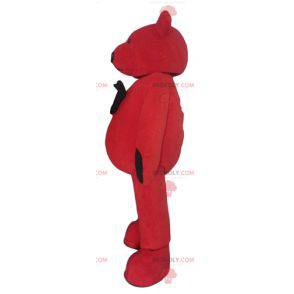 Mascote ursinho de pelúcia vermelho e preto - Redbrokoly.com