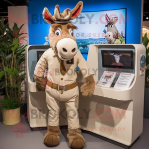 Tan Donkey maskot kostym...