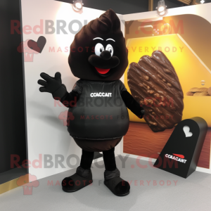 Black Croissant mascot costume character dressed with a Trousers and Clutch bags