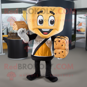 Silver Grilled Cheese Sandwich mascot costume character dressed with a Suit and Handbags