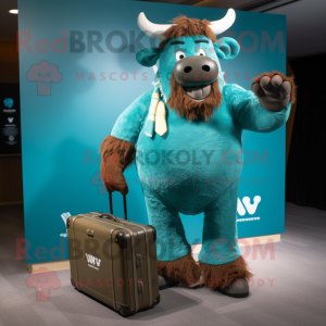 Teal Yak mascotte kostuum...