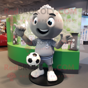 Gray Soccer Ball mascot costume character dressed with a Ball Gown and Wallets