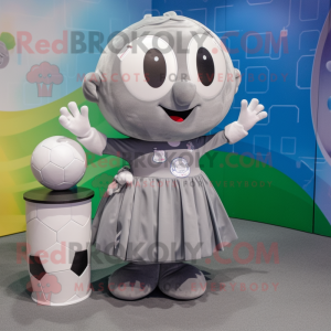 Grå fodbold maskot kostume...