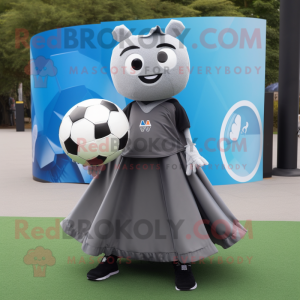 Grå fodbold maskot kostume...