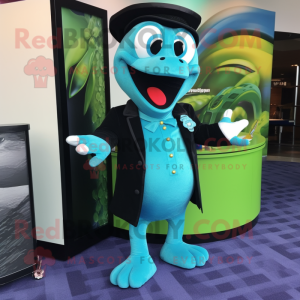 Cyan Anaconda maskot drakt...