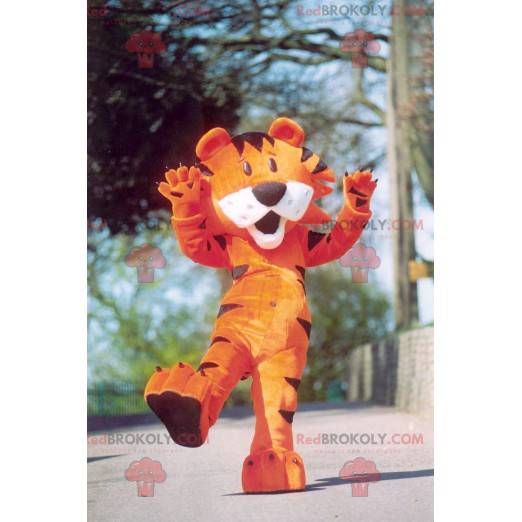 Mascot kleine oranje zwart-witte tijger - Redbrokoly.com