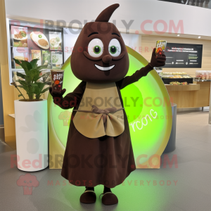 Olive Chocolate Bars mascot costume character dressed with a Cocktail Dress and Anklets