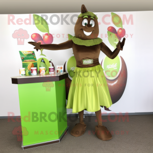 Olive Chocolate Bars mascot costume character dressed with a Cocktail Dress and Anklets