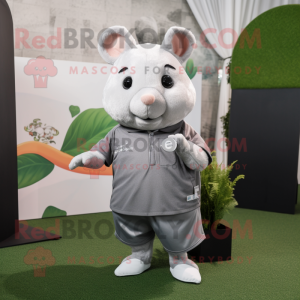 Silver Hamster mascot costume character dressed with a Polo Tee and Pocket squares