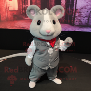 Silver Hamster mascot costume character dressed with a Polo Tee and Pocket squares